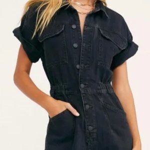 Free People Marci coverall jumpsuit faded black XL